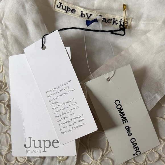 Jupe by Jackie x Comme Des Garçons White Floral Embroidered Button-Up Shirt - Picture 9 of 9